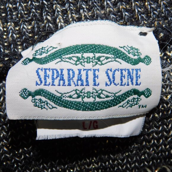 Vintage Separate Scene Womens L Black Gold Metallic Pullover Knit Sweater Retro - Picture 5 of 16